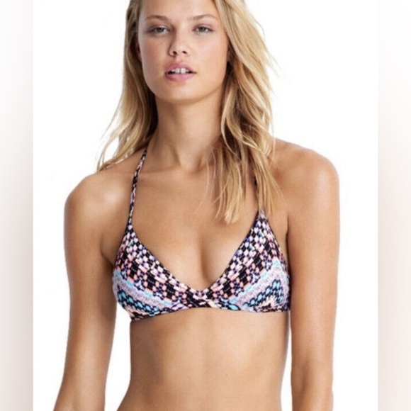 SEAFOLLY Anthropologie Indian Summer Tri Back Bikini Swim Top Geo Size 12 NWT - Picture 1 of 5